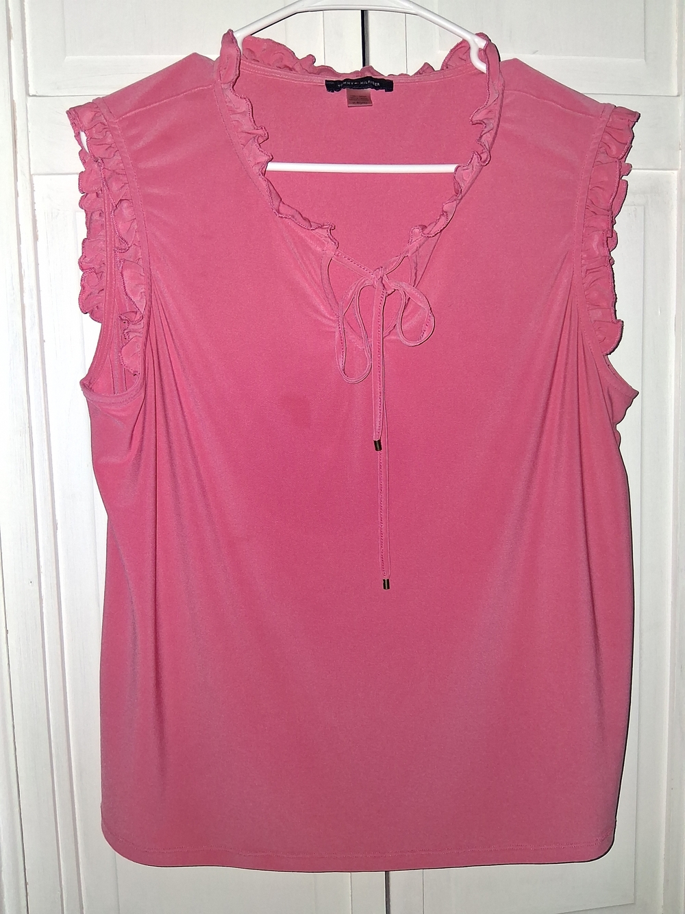 Tommy Hilfiger Ruffle Tie-Neck Sleeveless Blouse - Pink